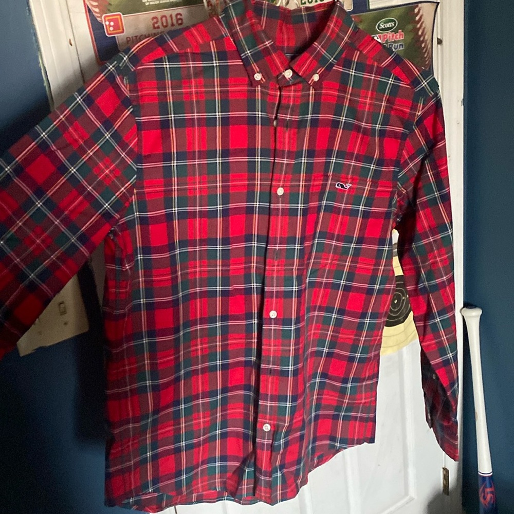 Vineyard Vines Red/green/blue Cotton Twill Tartan Shirt size Medium